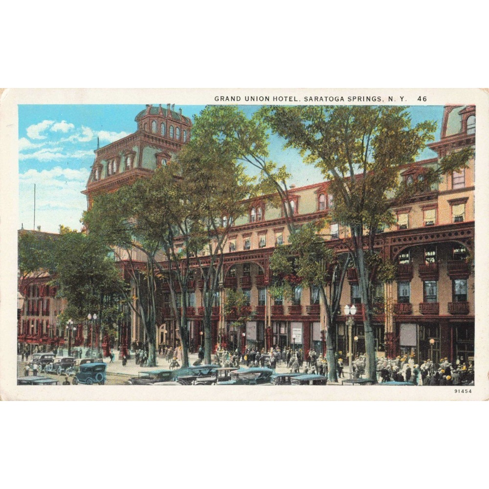 Vintage 1932 Grand Union Hotel Saratoga Springs NY Linen Postcard 46 C.W. Hughes
